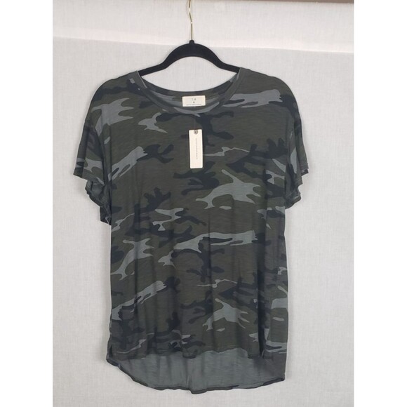 Anthropologie T.La Camo Flutter Sleeves M Tee Shirt Hipster USA Cyber Grunge NEW - Picture 1 of 5
